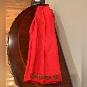 Kasper Orange Linen Blend Capris with Wooden Ankle Accents